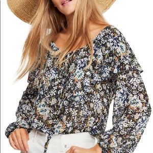 NWT FREE PEOPLE Say It To Me Floral Bodysuit in Black Combo